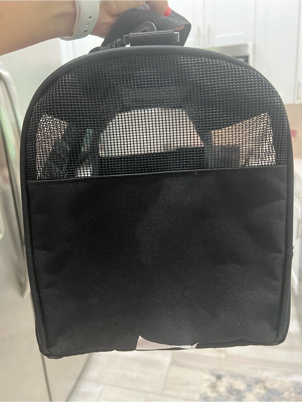 Black Small Pet Carrier Bag with Removable Strap - Picture 3 of 5